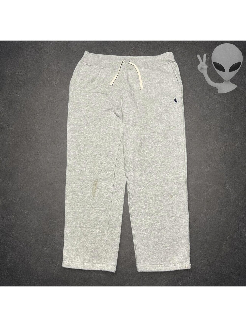 Polo Ralph Lauren Fleece Sweatpants Men's L Gray Wide-Leg Drawstring Pants